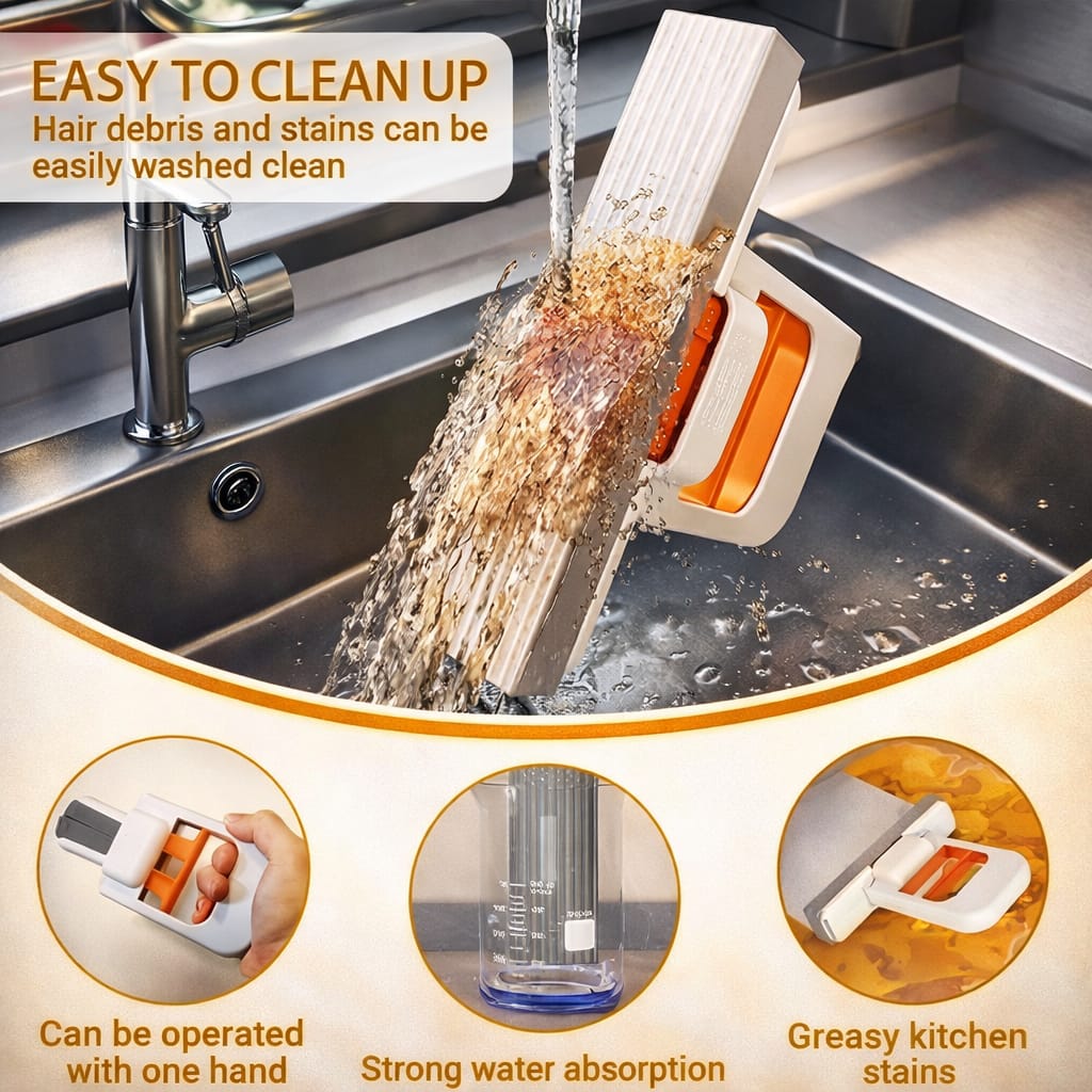Mini Foldable Mop – Instant Kitchen & Bathroom Cleaner (No Effort Cleaning Tool)